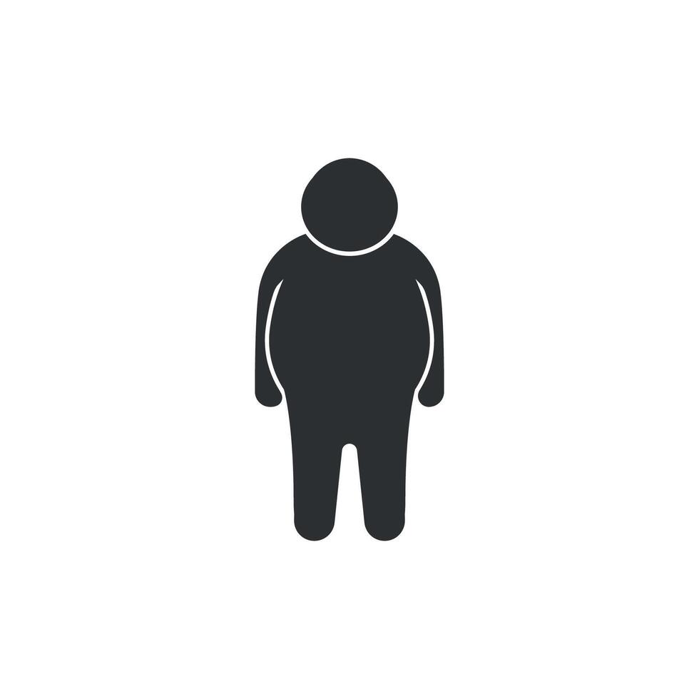 A flat design illustration of an icon of a fat person, mostly fat. vector