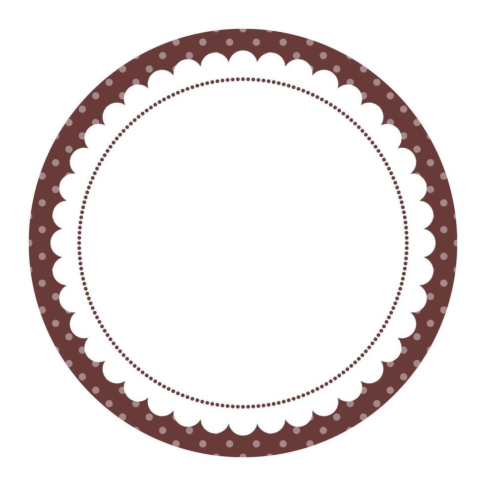 Simple Classic Decorative Dark Brown Border Circle Frame Sticker Base Layer Design vector