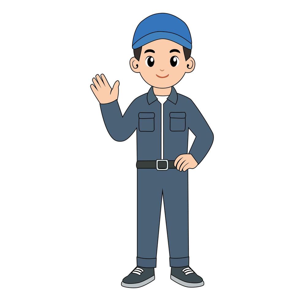 Cartoon Newbie Man Technician Vectors Illustration