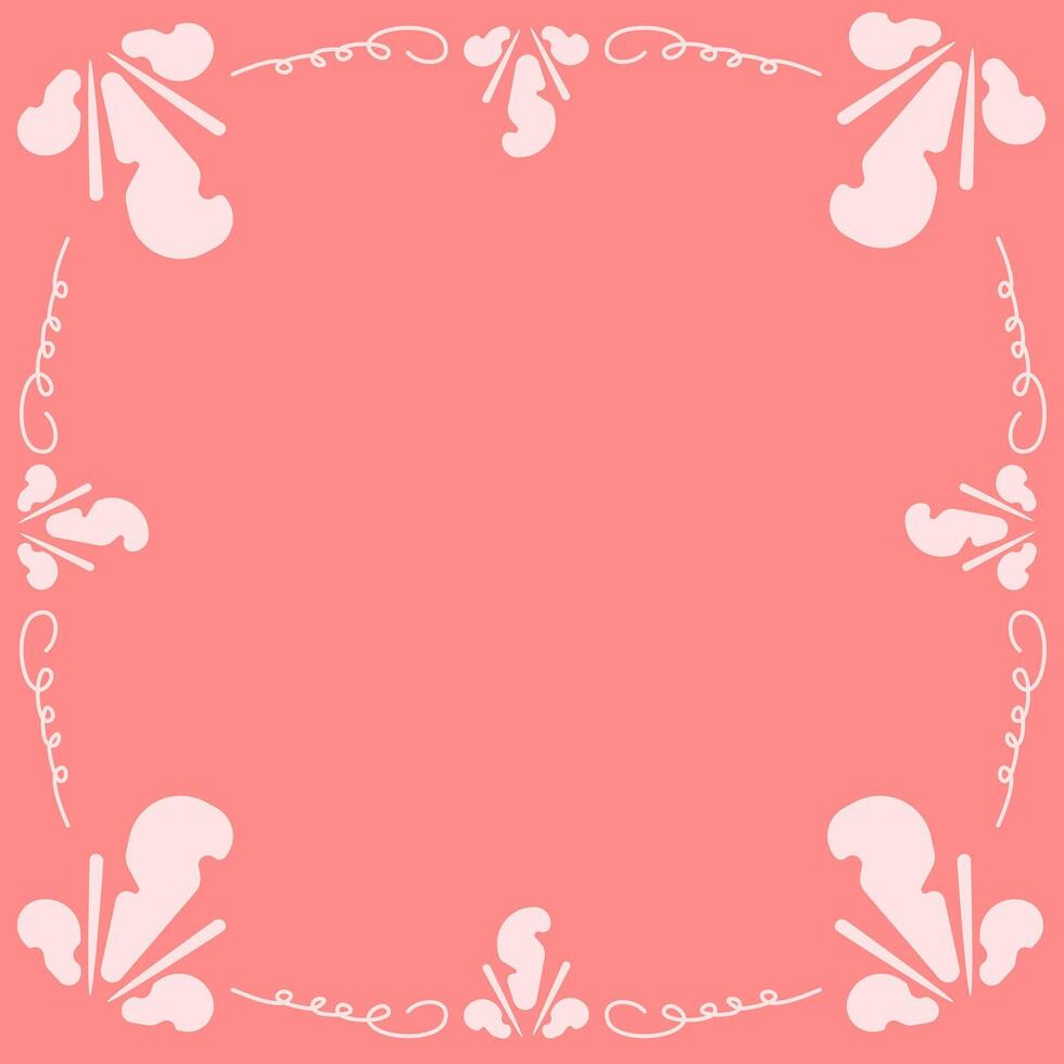 Pink background with abstract frame. Abstract background with border for wedding invitation design. Abstract cover with border vector