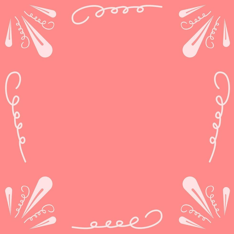 Abstract frame with pink background. Abstract background with filigre frame. Abstract border on pink background for your wedding invitation vector