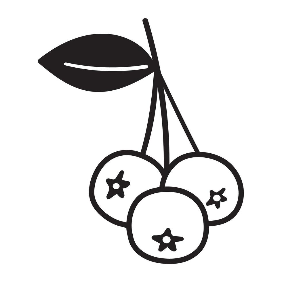 Cranberry. Isolated icon. Outline design. Hand drawn illustration on white background. vector