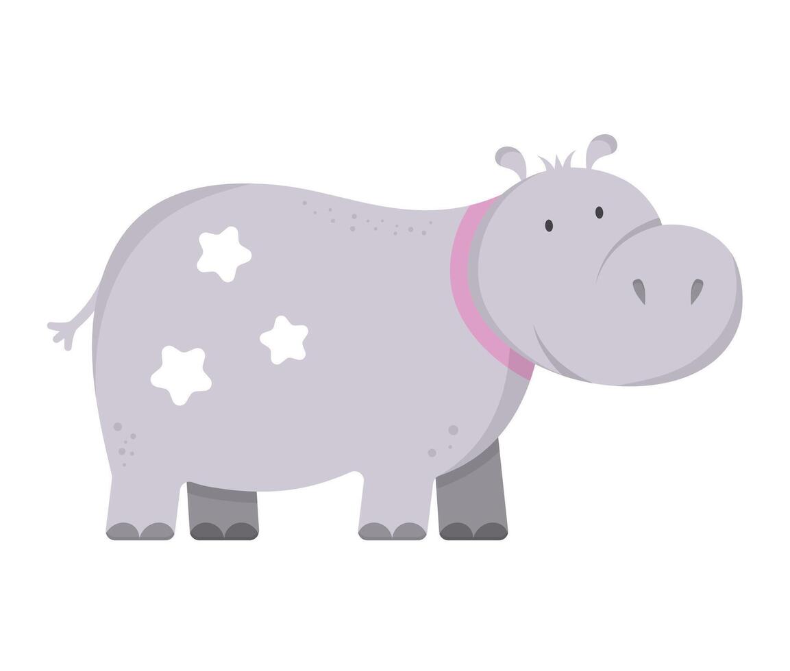 Cute smiling hippo vector