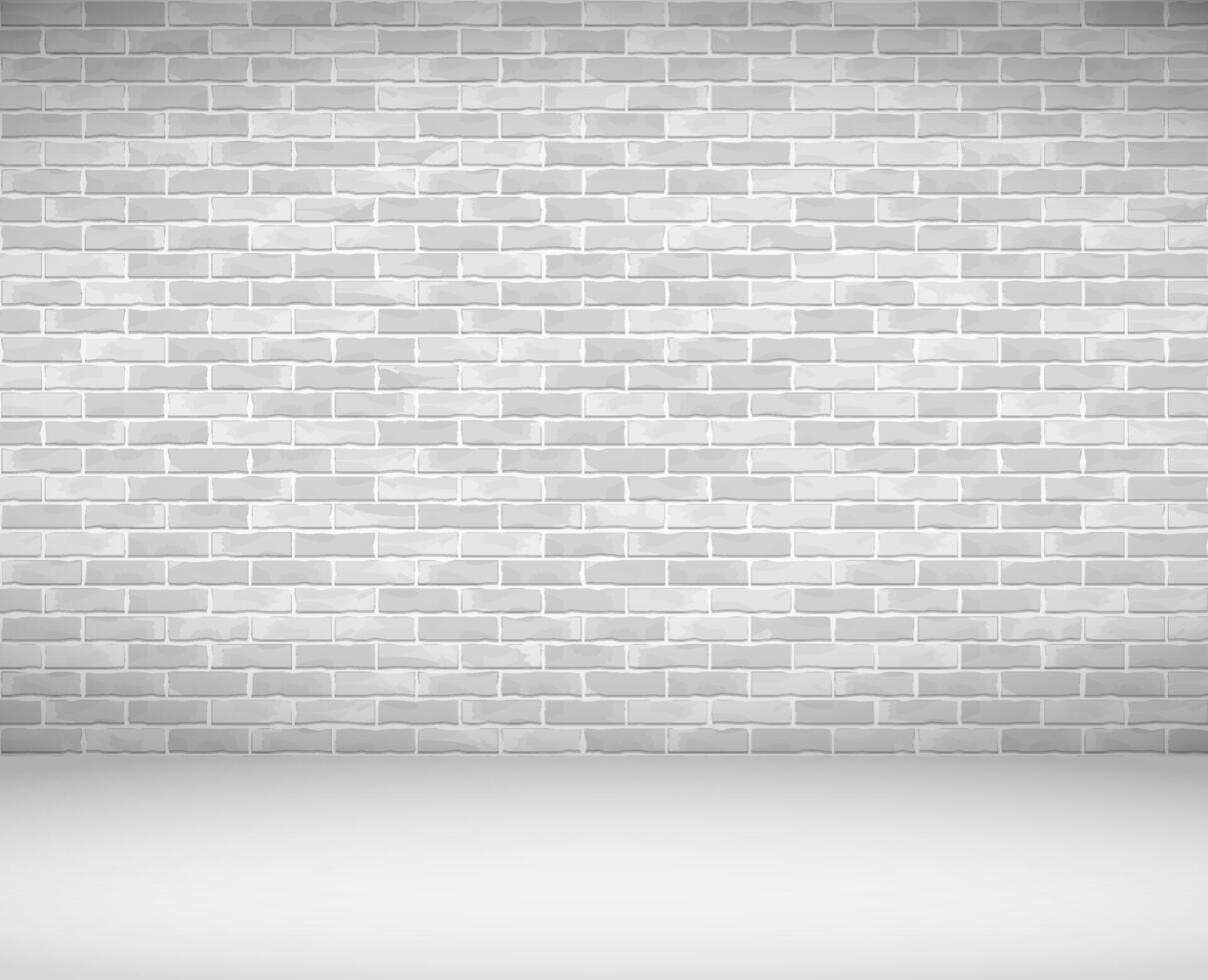 Old white brick wall and floor vector
