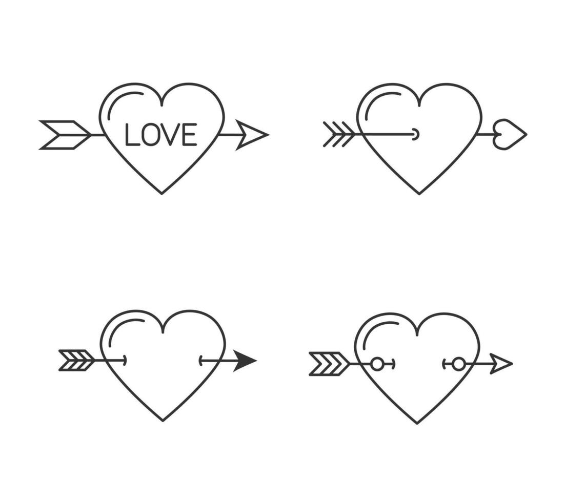 Hearts with horizontal arrows icons vector
