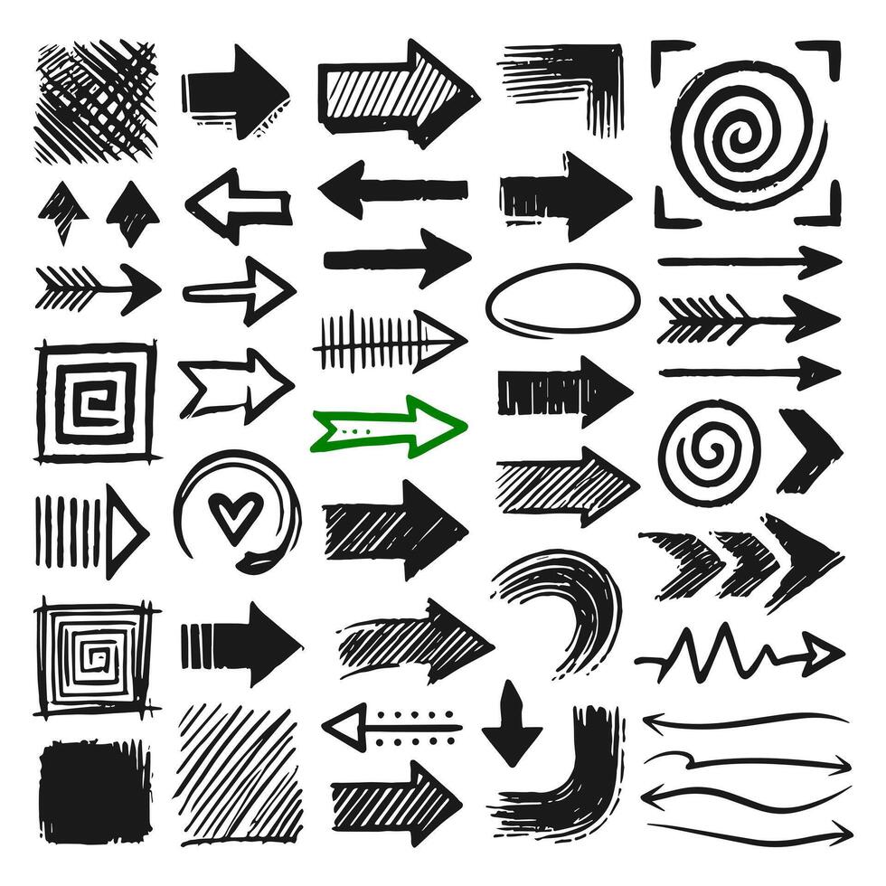 Creative doodle collection of arrows and other basic elements vector
