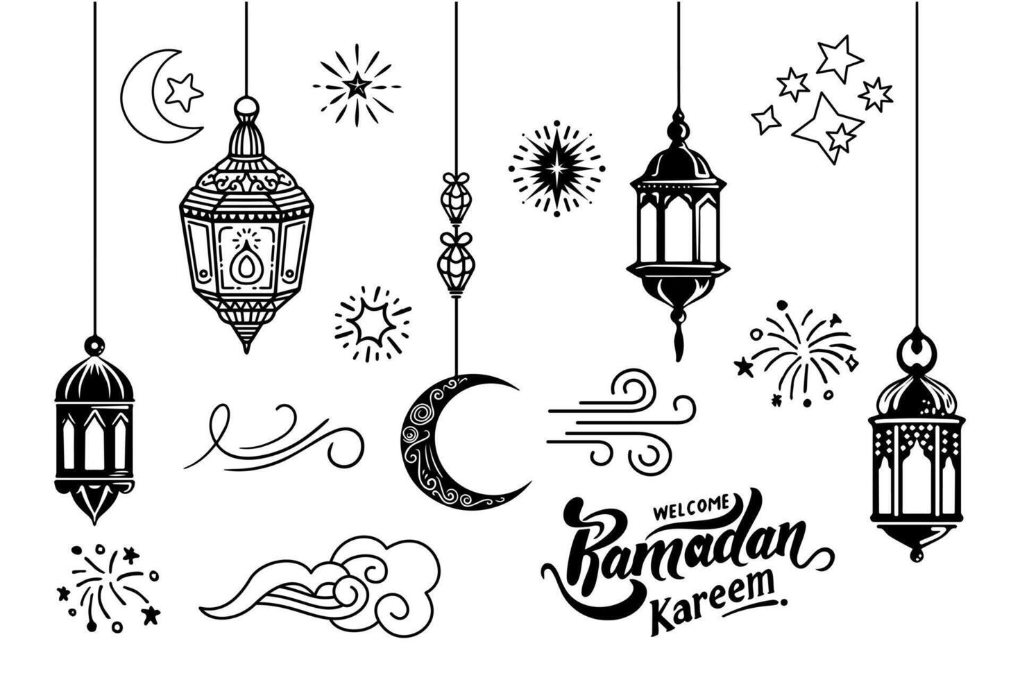 Design compositions for Ramadan, Eid al-Fitr and Eid al-Adha vector