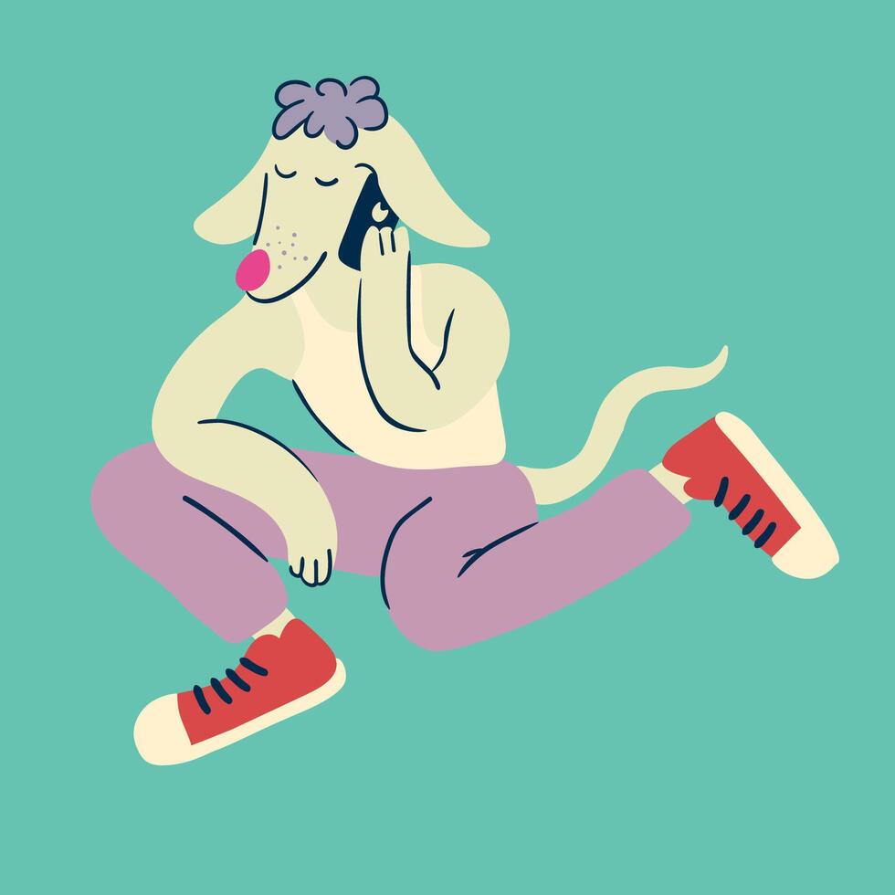 furry dog talk at the phone vector