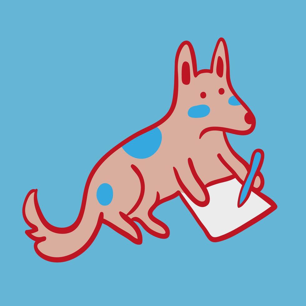 spotted funny dog write a letter vector