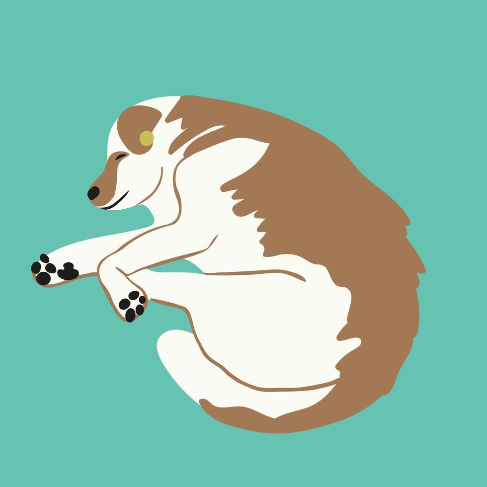 sleeping dog in hand draw style vector