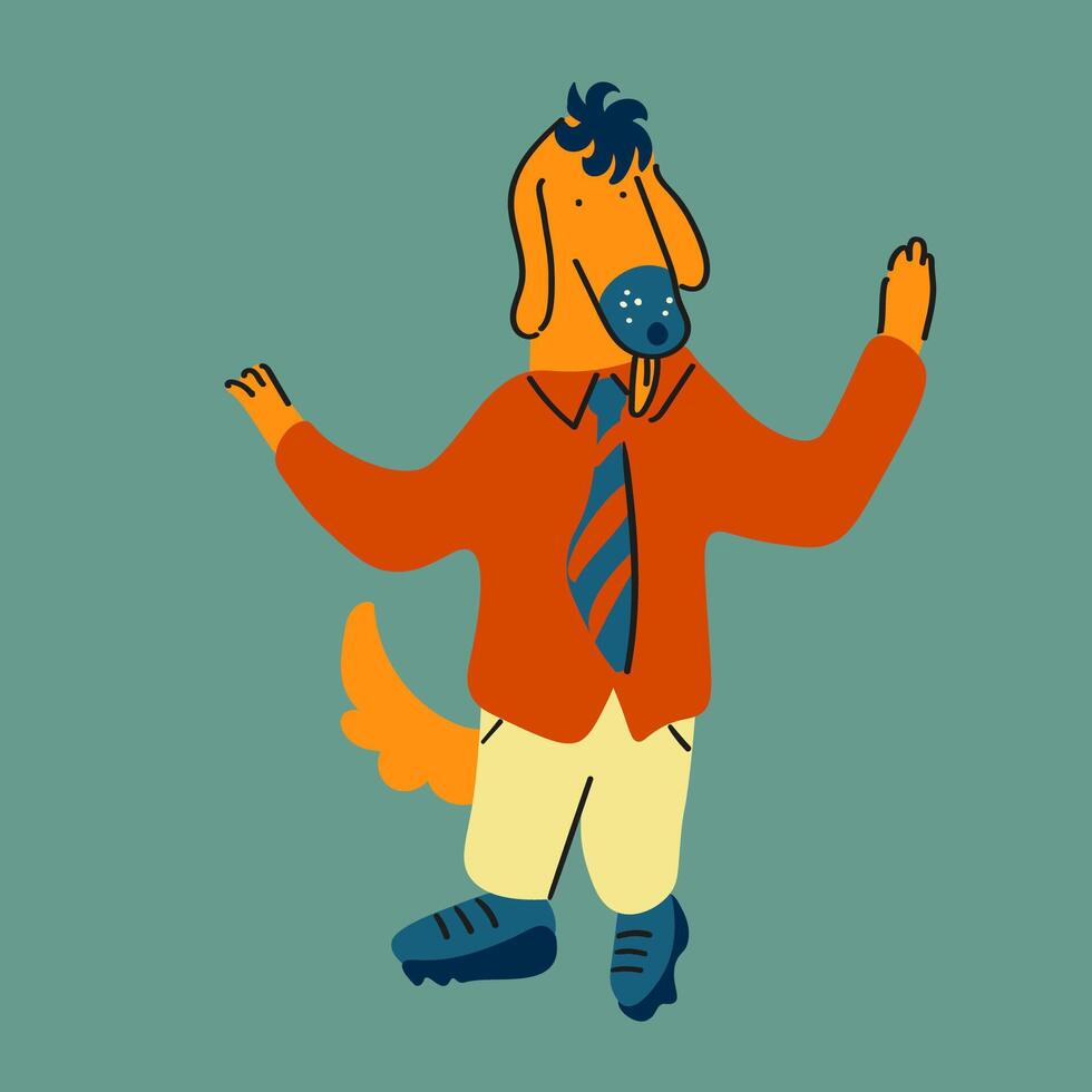 funny dog in striped tie vector