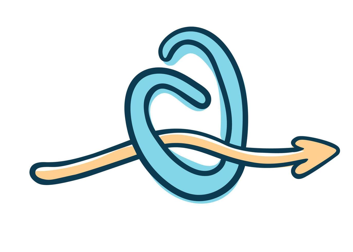 blue doodle heart with arrow vector
