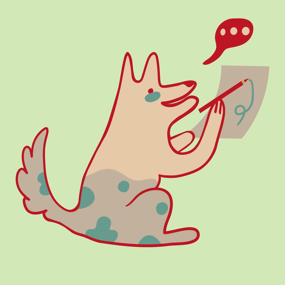 funny dog write a letter vector