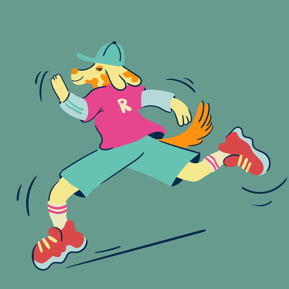 furry dog run vector
