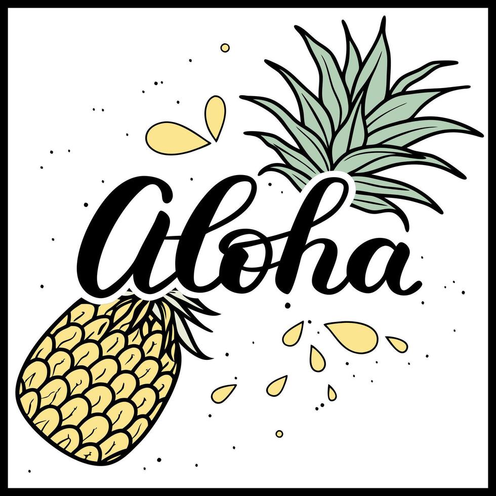 aloha pineapple illustration vector