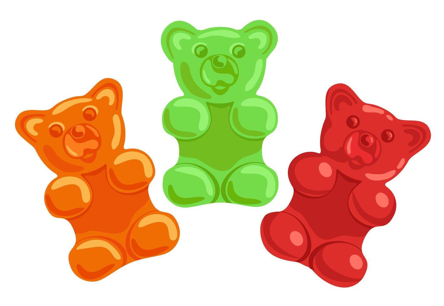 Colorful gummy bears for kids. Gummy figures of animals, sweets, candies vector