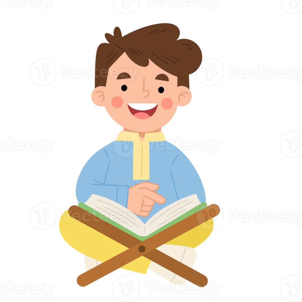 Illustration of Boy Reading a Book png