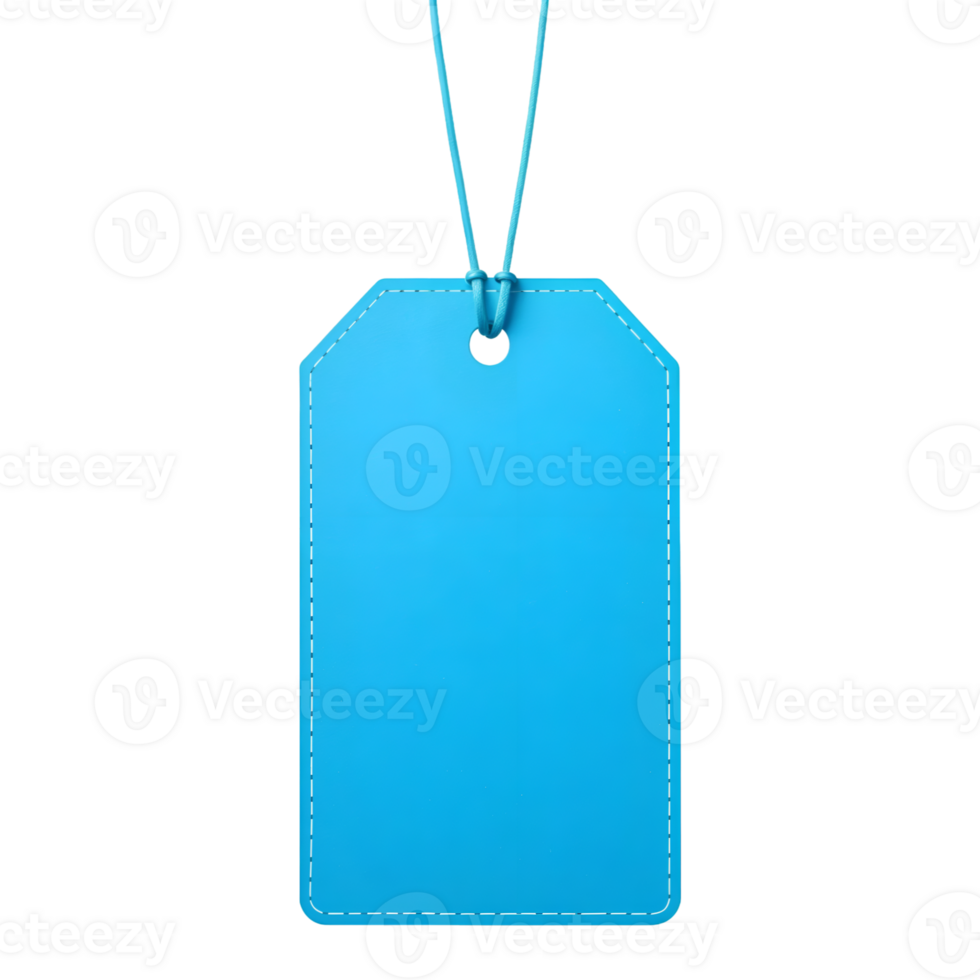 Vibrant Blue Tag with Secure Tie for Labeling and Organization on Transparent Background png