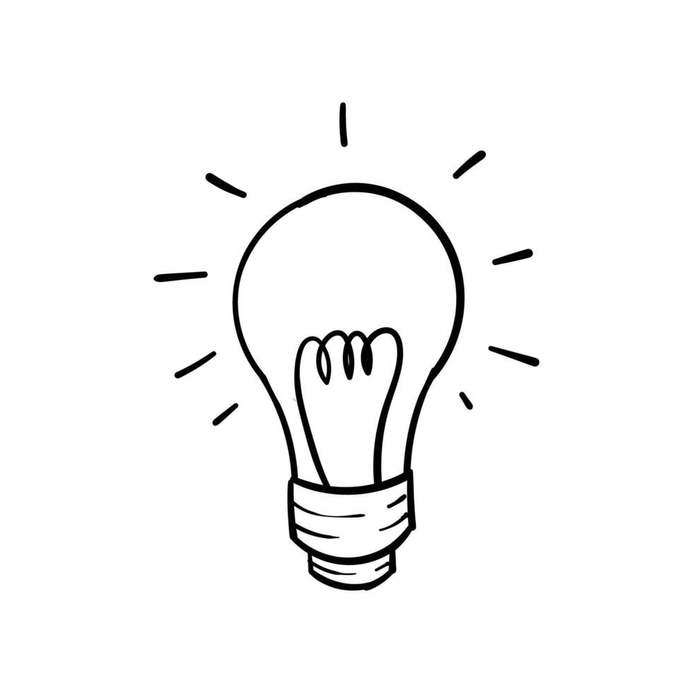 Hand drawn light bulb illustration symbolizing a bright idea, innovation, creativity, and inspiration vector