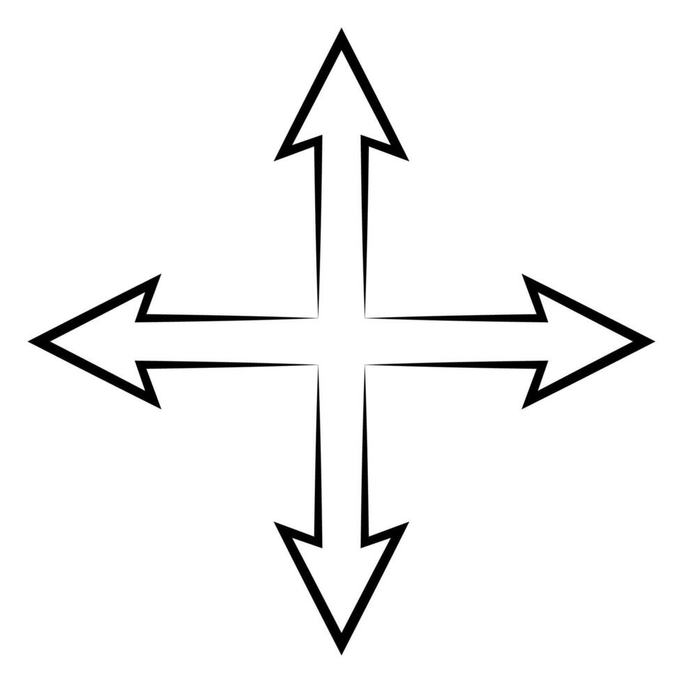 Four way arrow icon, move cursor cross arrow vector