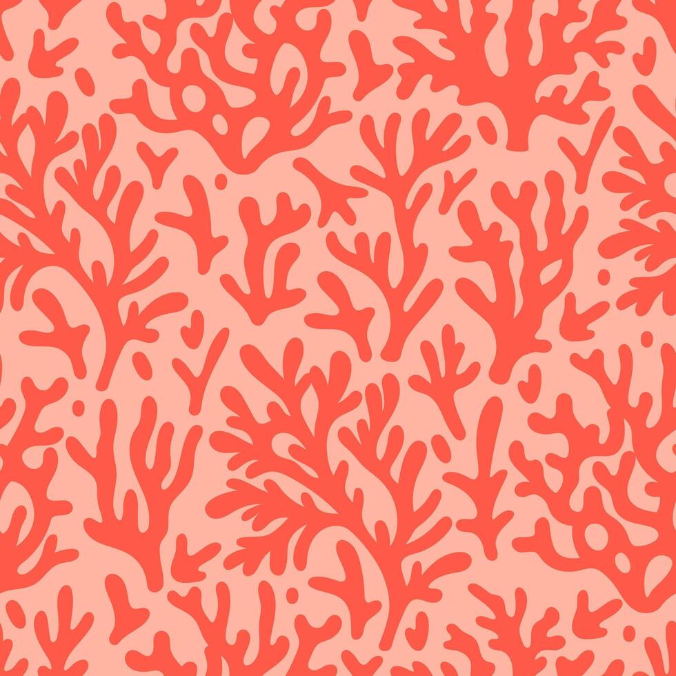 Seamless pattern with red corals on a beige background. graphics. vector