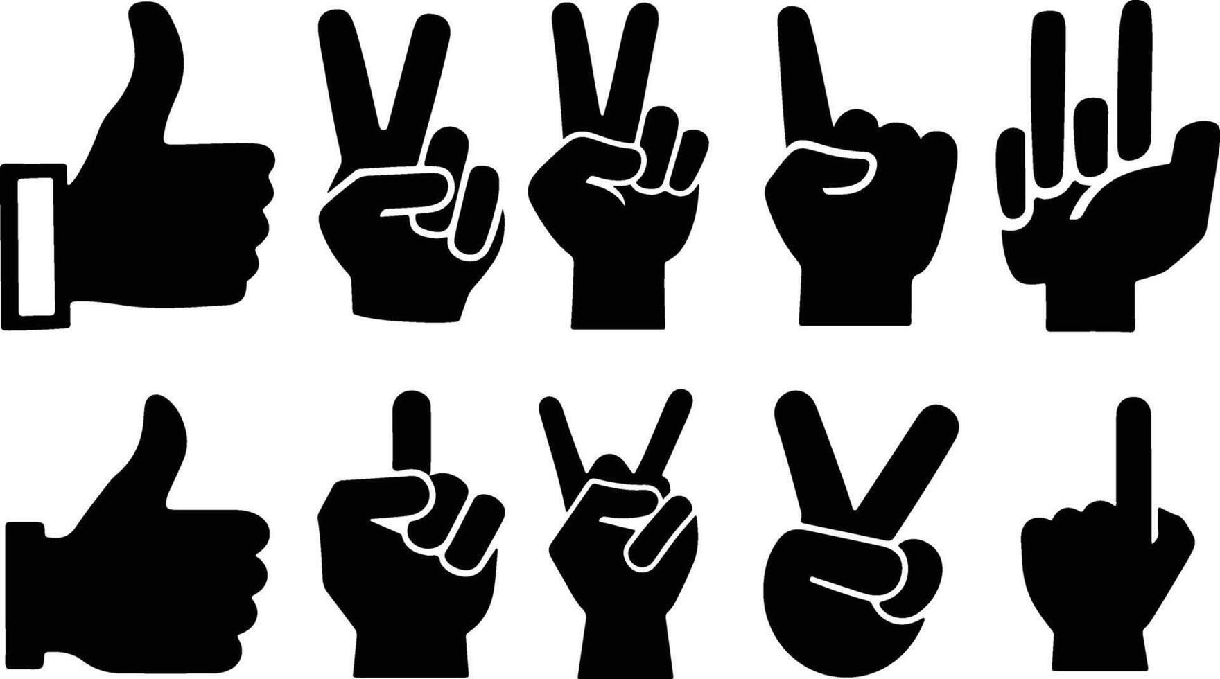 Hand Gestures Silhouette Illustration Art vector