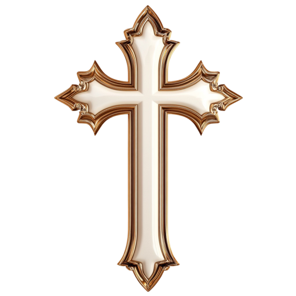 Cross with Gold and White Trim png