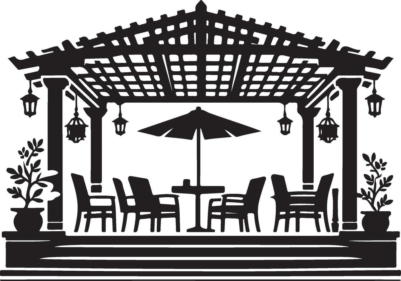 terrace silhouette art vector