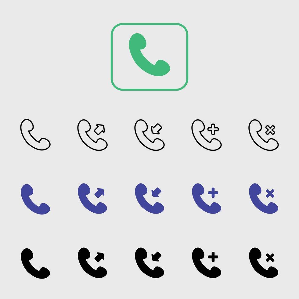 Call, Incoming Call, Cut call and add call icon set Background vector