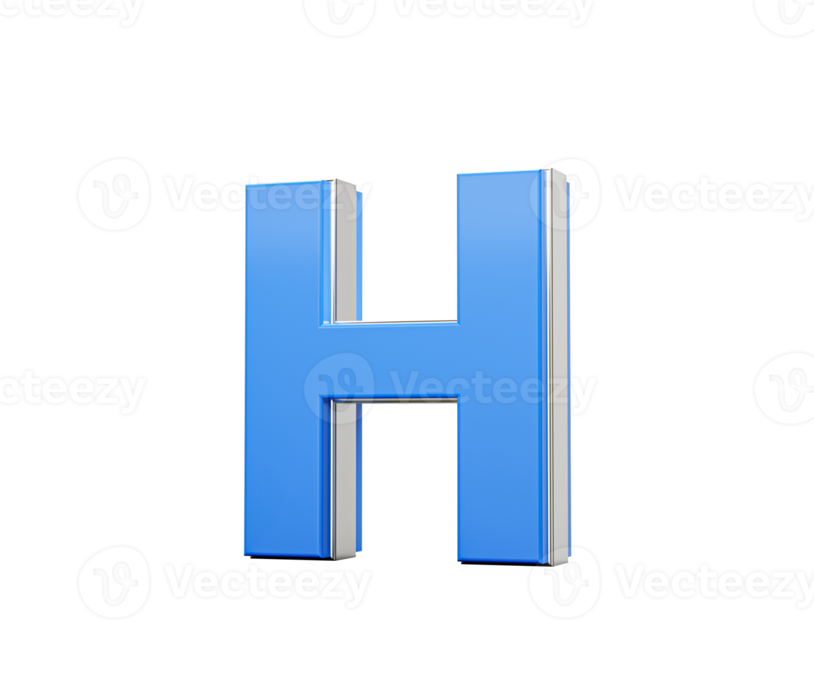 Blue Capital Letter H Gleams With Its Sleek Modern Design Bold Font With Sharp Edges 3D Illustration png