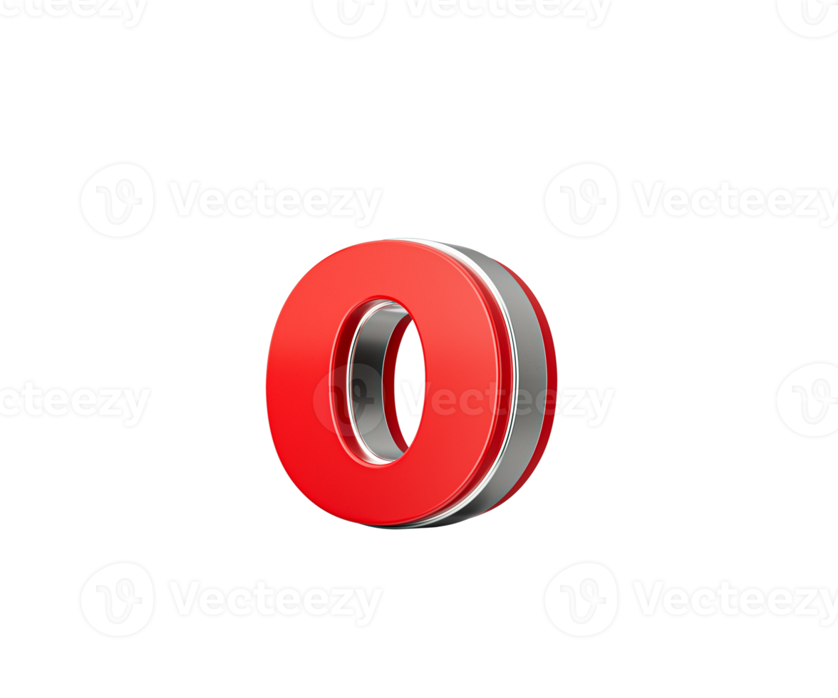 Vibrant Red Small Letter o Gleams With Its Sleek Metallic Design With Sharp Edges 3D Illustration png