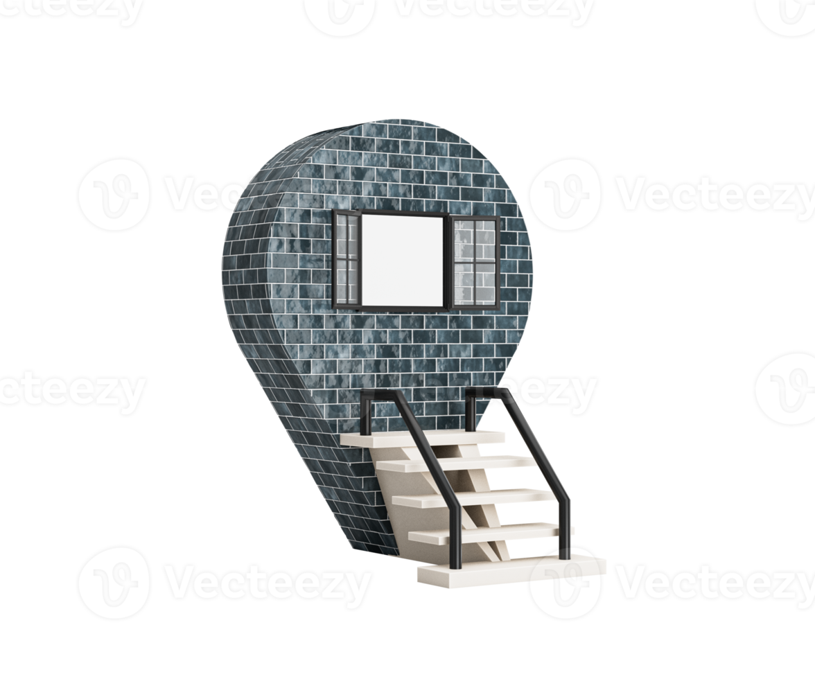 Location Navigator Pin Wall Metal Stairs Shop Outlet Stores Concept 3D Illustration png