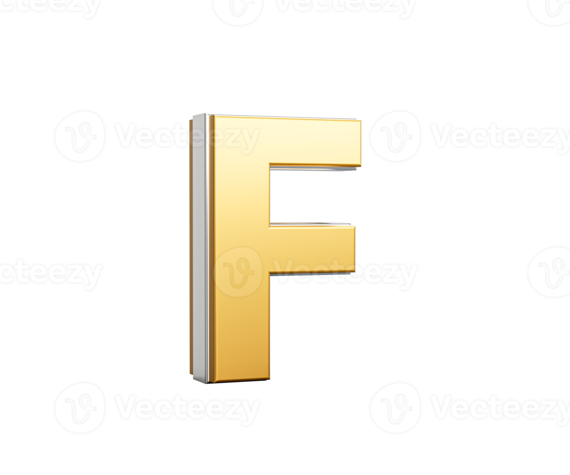 Golden Capital Letter F Gleams With Sleek Modern Design Bold Font With Sharp Edges 3D Illustration png