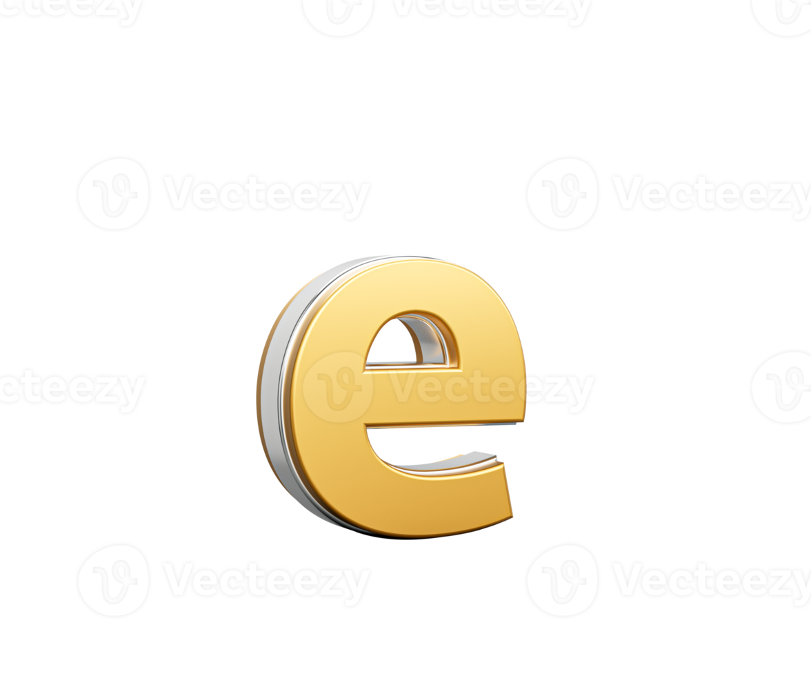 Shiny Golden Small Letter e Gleams With Its Sleek Modern Design With Sharp Edges 3D Illustration png