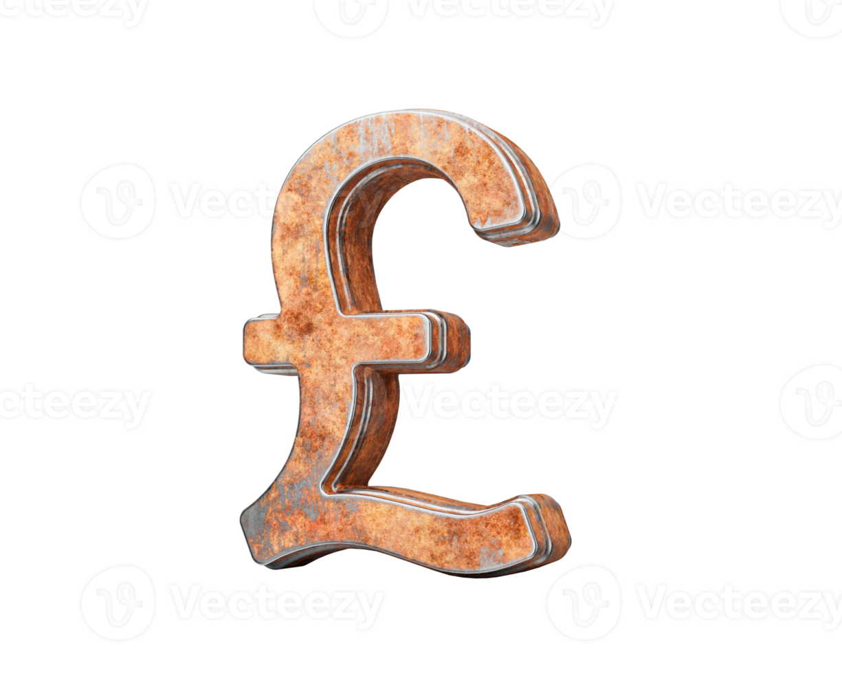 British Pound Currency Symbol Made Of Old Rusty Iron Metal Texture 3d Illustration png