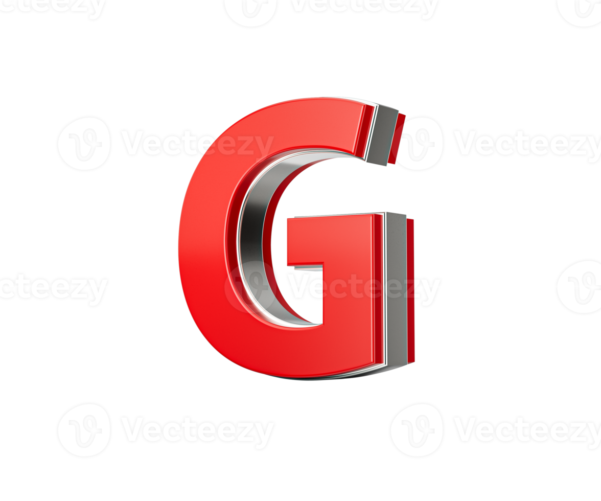 Vibrant Red Capital Letter G Gleams With Its Sleek Design Bold Font With Sharp Edges 3D Illustration png