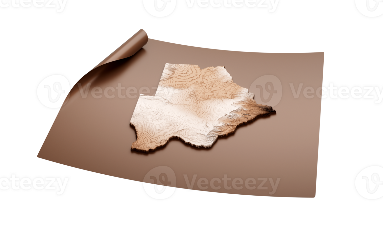 Map Of Botswana Old Style Brown On Unrolled Map Paper Sheet , 3d illustration png