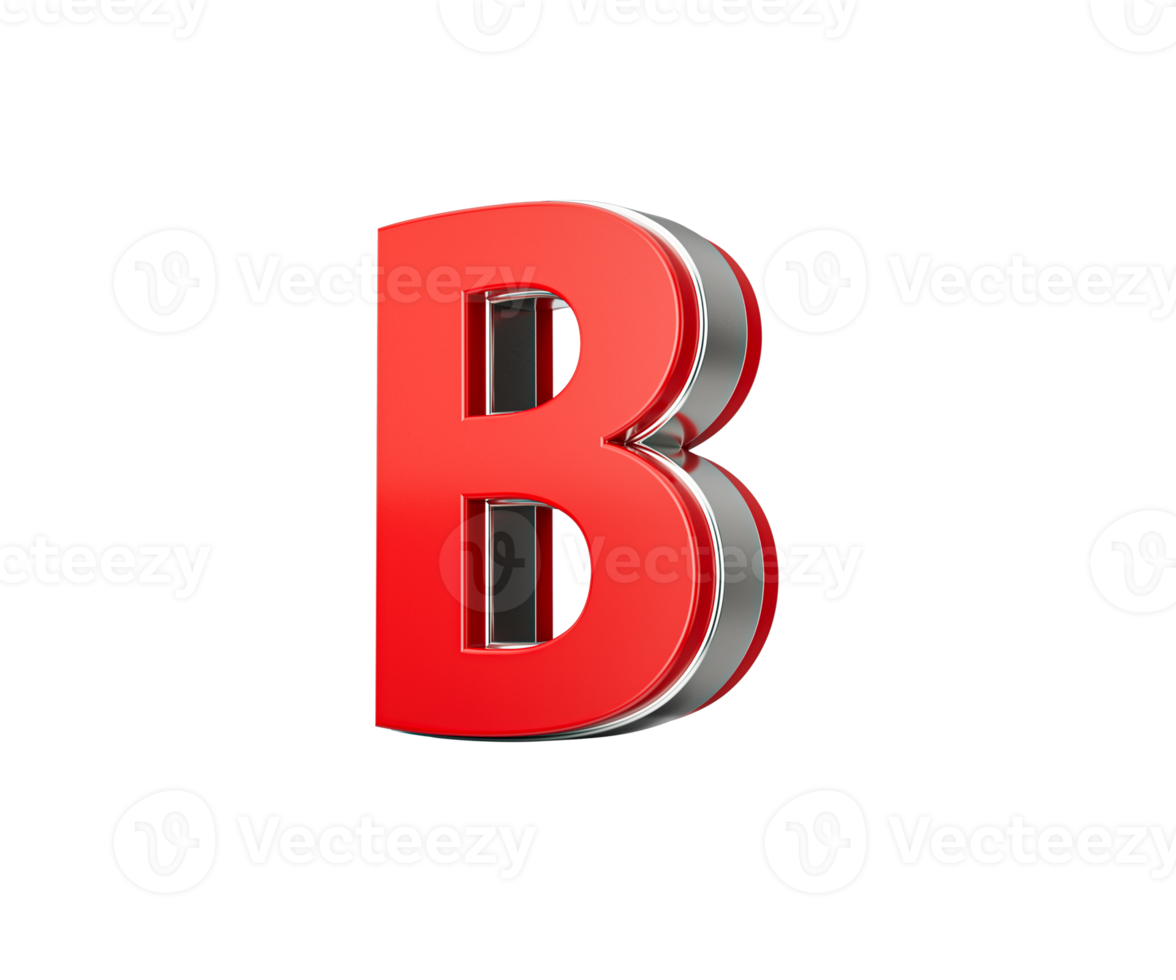 Vibrant Red Capital Letter B Gleams With Its Sleek Design Bold Font With Sharp Edges 3D Illustration png