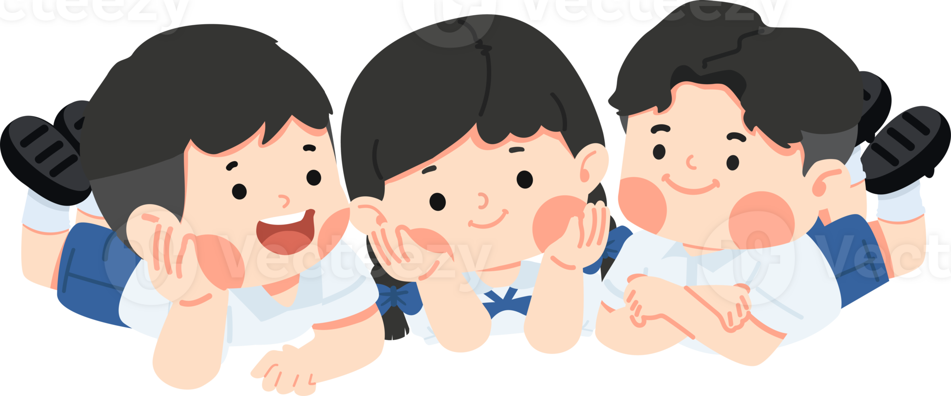 Joyful children resting on the floor cartoon png