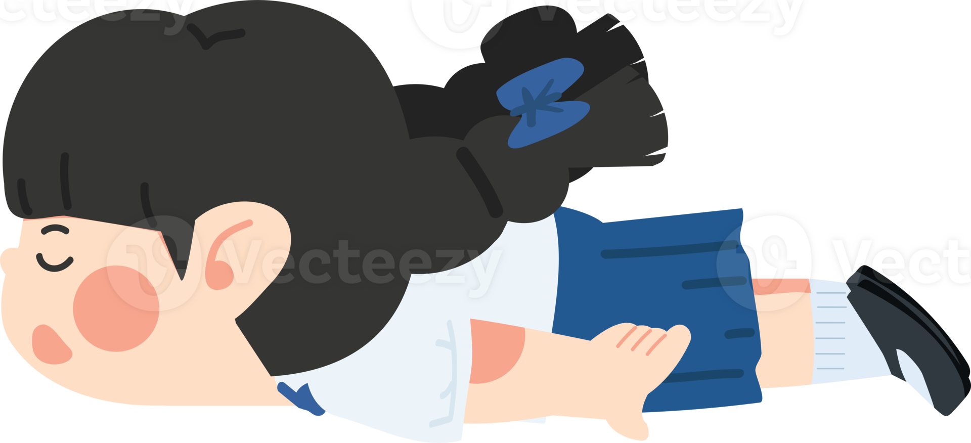 Little girl lying on the floor cartoon png
