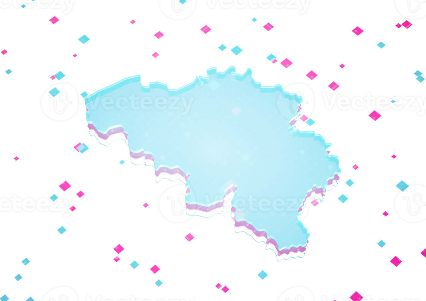 Illuminated Belgium Data Map Neon Blue Light On Seamless Pattern Background 3D Illustration png