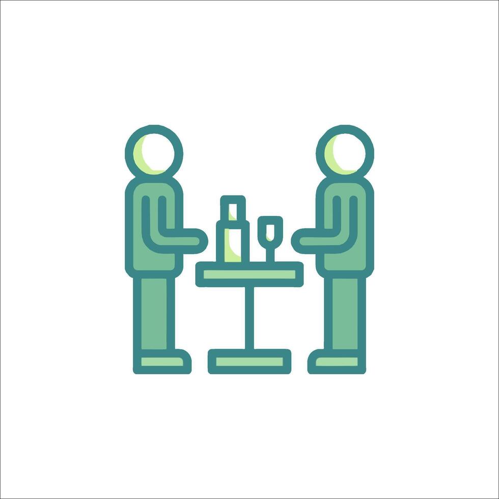 Two people are sitting at a table with a bottle of wine vector