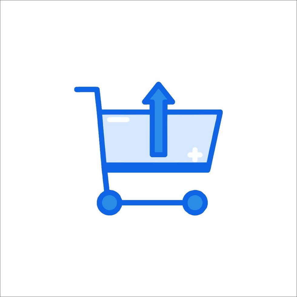 A shopping cart with an arrow pointing up vector
