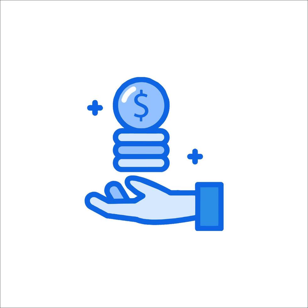 A hand holding a stack of money and a dollar sign vector