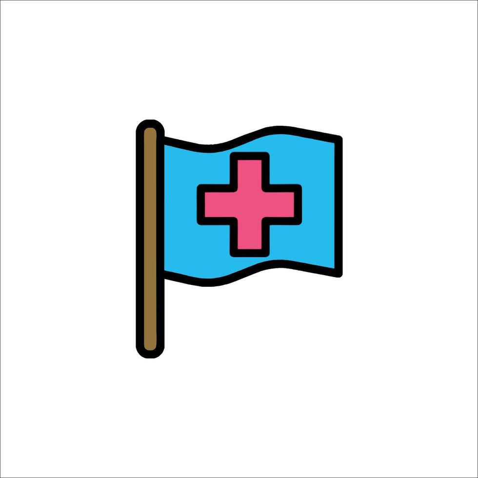 A blue flag with a pink cross on it vector