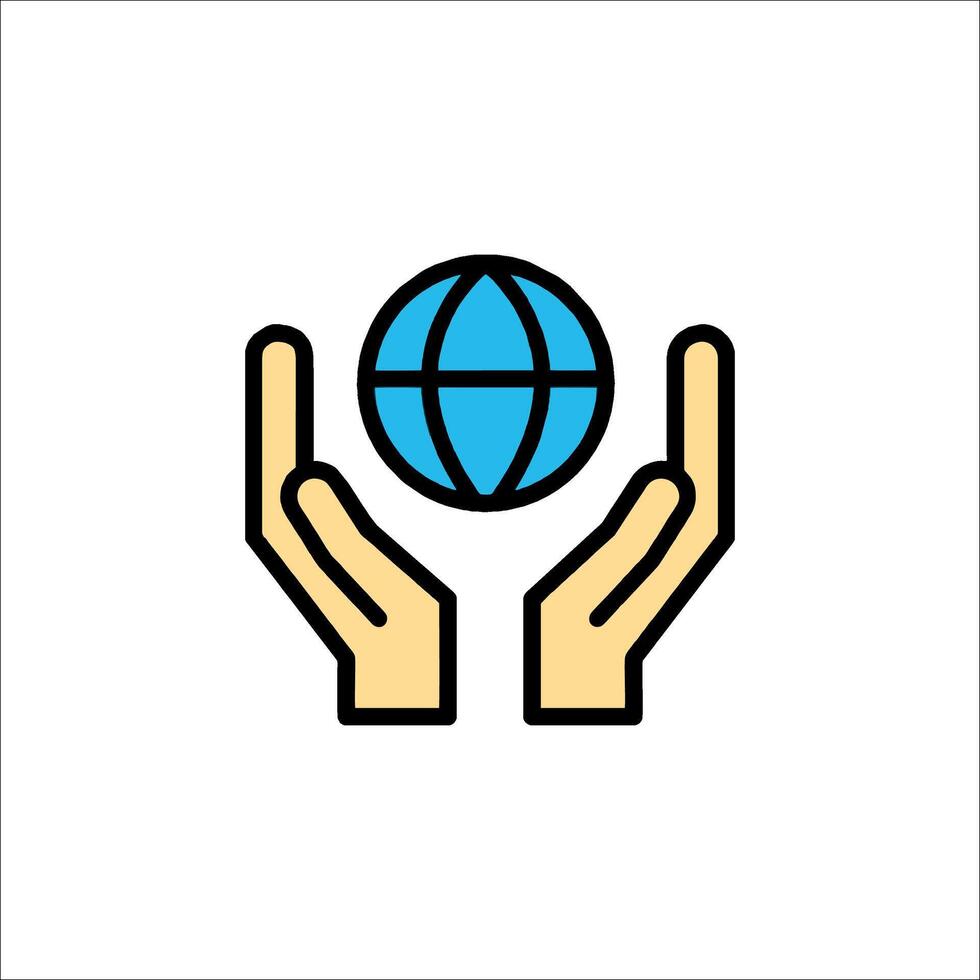 Hands holding a globe icon vector