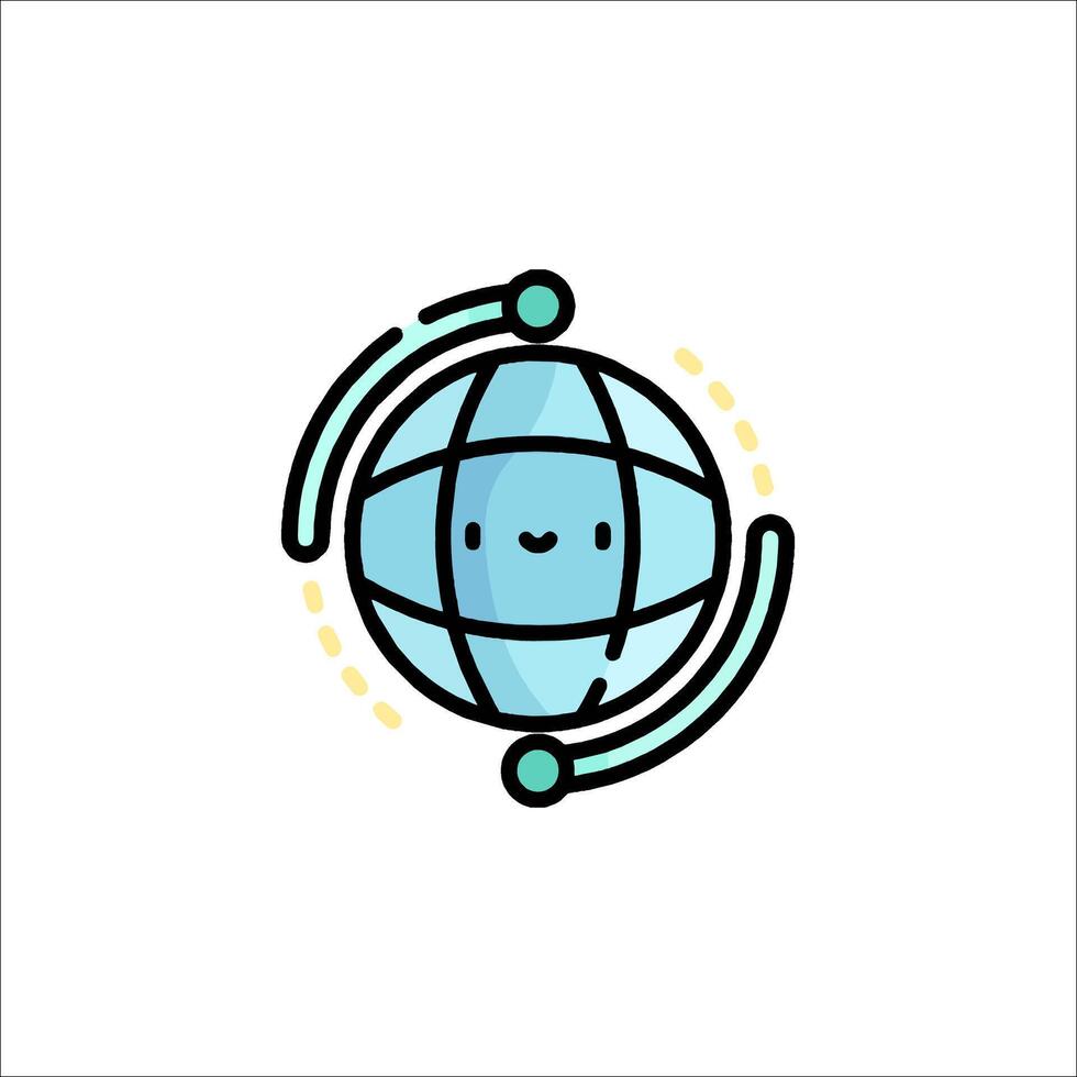 A globe icon with a smiley face vector
