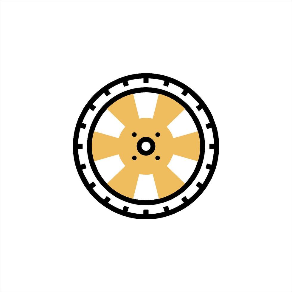 A yellow and black wheel icon on a white background vector