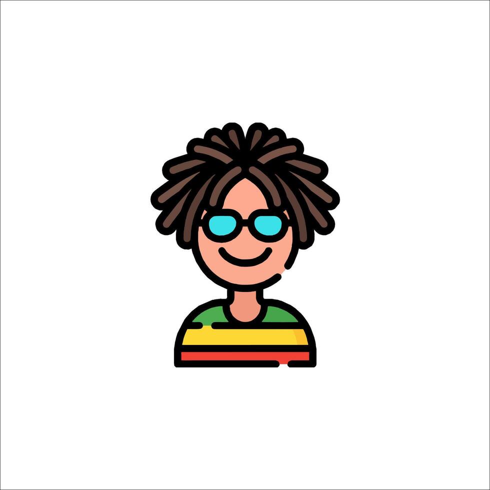 A cartoon avatar of a man with dreadlocks vector