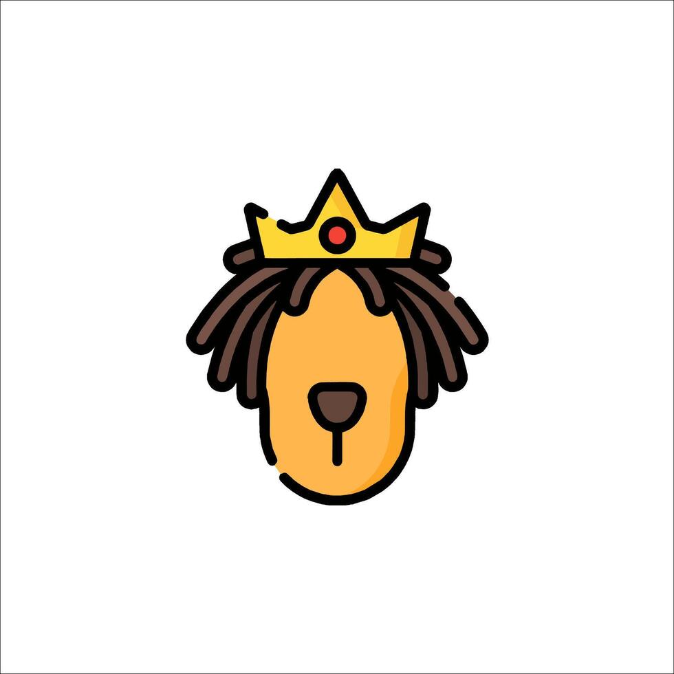 A cartoon lion with a crown on its head vector